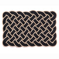 Lovers Knot black outdoor mat- featuring a rope design.