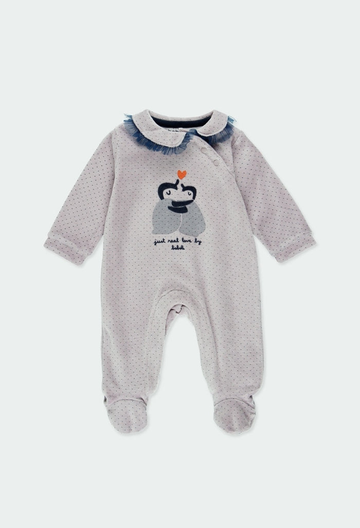 Mameluco terciopelo topitos de bebé niña BOBOLI