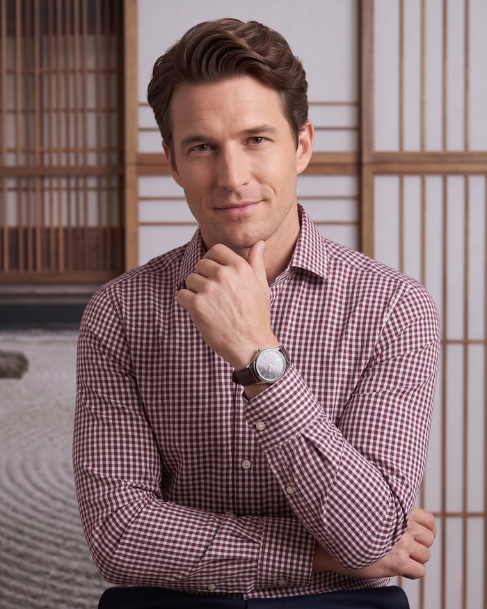 Maroon & White Gingham Shirt