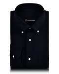 Front of the custom oxford shirt for men by Luxire in midnight navy