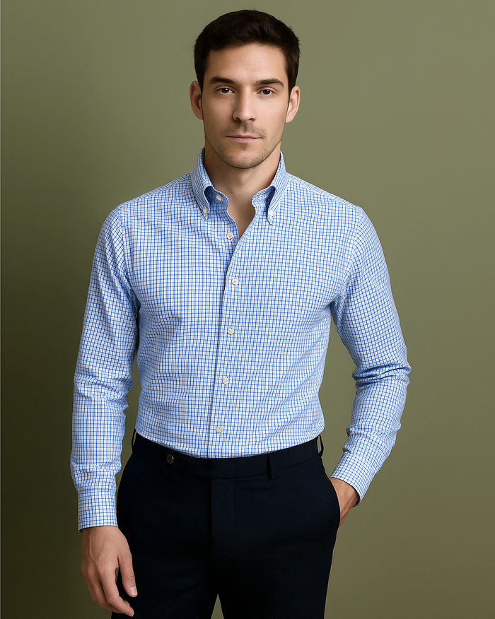 Monti Blue Graph Mini Checks Shirt
