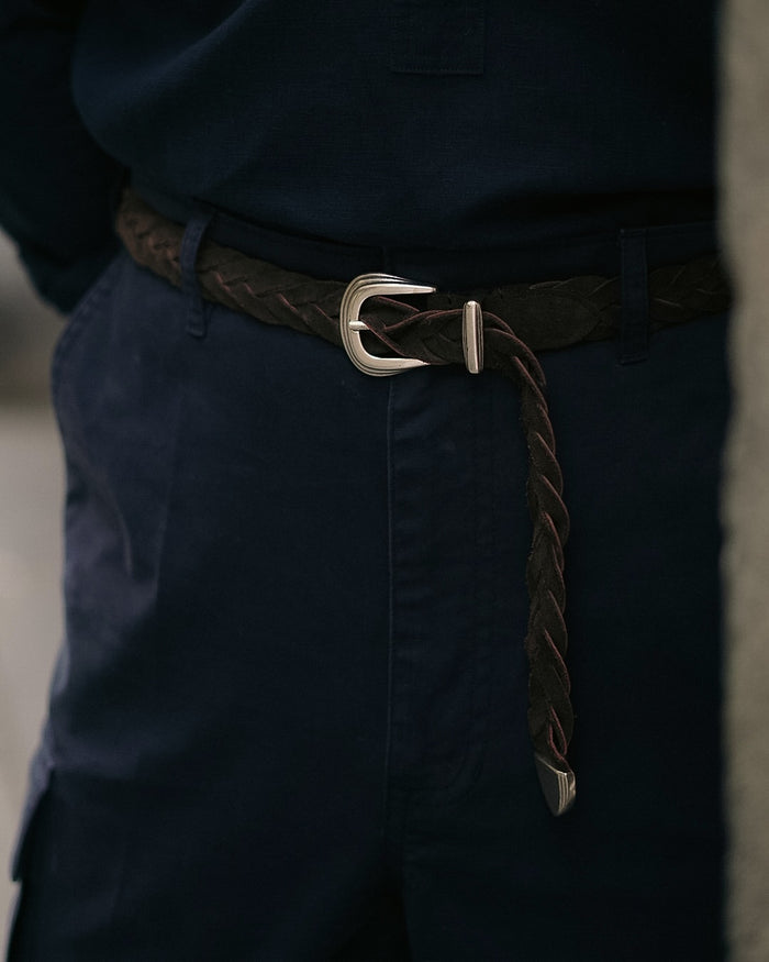 Navy Cotton Twill High Rise Cargo Pant