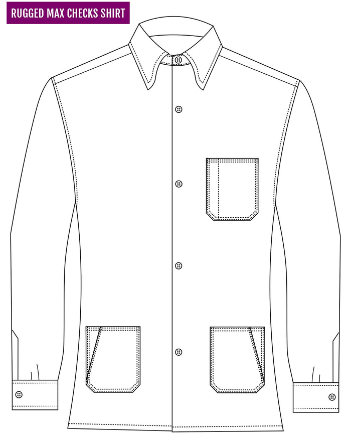 Navy Green Tattersall On Beige Flannel Work Shirt