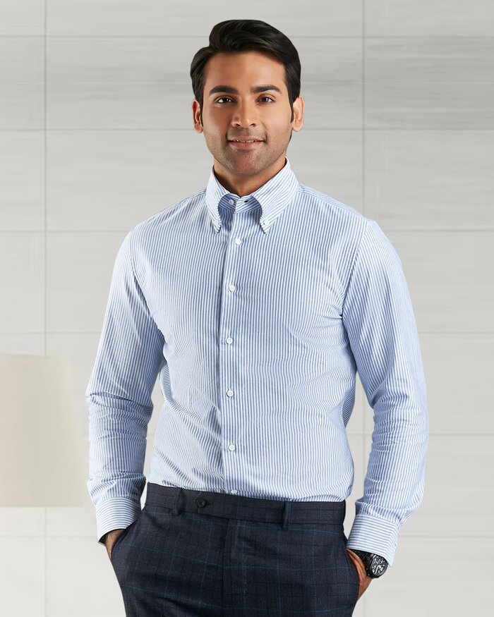 Navy University Stripes Oxford Shirt