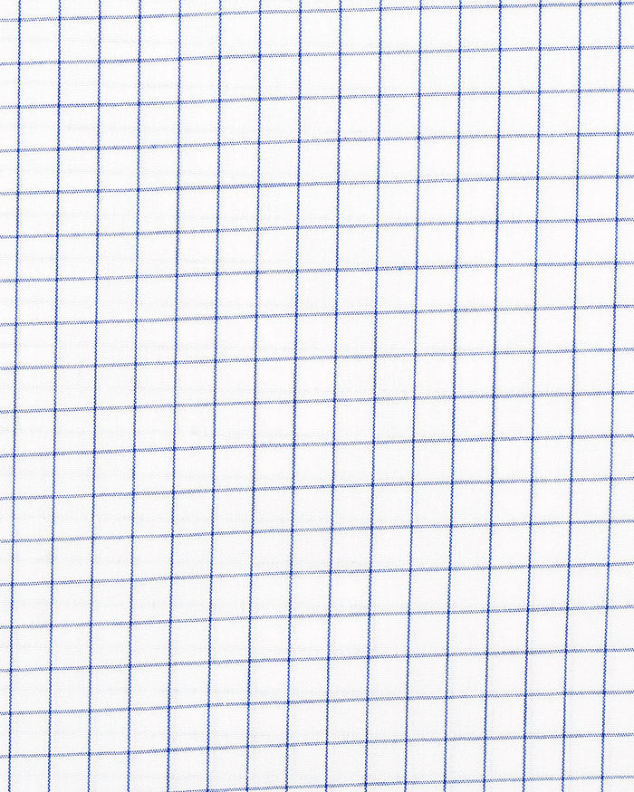 Close up view of custom check shirts for men by Luxire navy white
