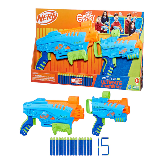 Nerf Jr. Elite Ultimate Starter Set, 2 lanzadores 15 Dardos Hasbro