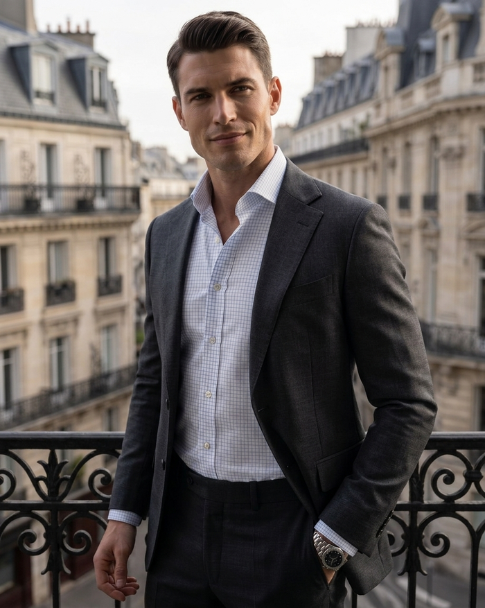 Nevron Wrinkle-Resistant Blue Checks on White Oxford Shirt