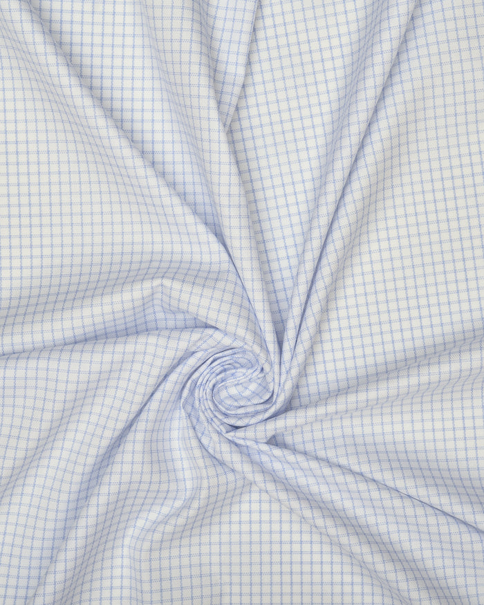 Nevron Wrinkle-Resistant Blue Checks on White Oxford Shirt