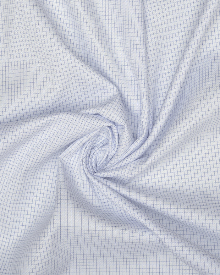 Nevron Wrinkle-Resistant Blue Graph Checks on White Twill Shirt