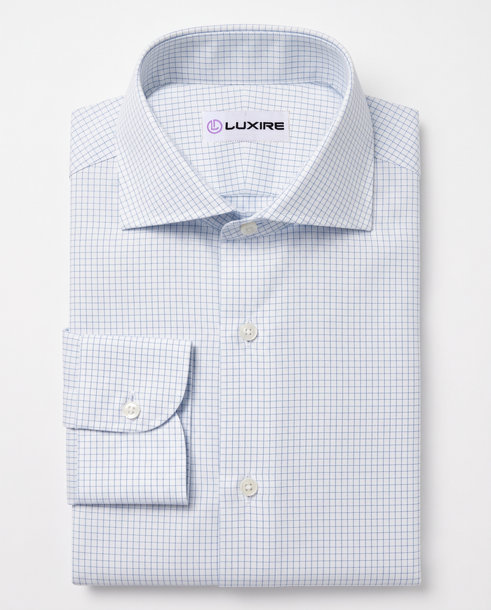 Nevron Wrinkle-Resistant Blue Graph Checks on White Twill Shirt
