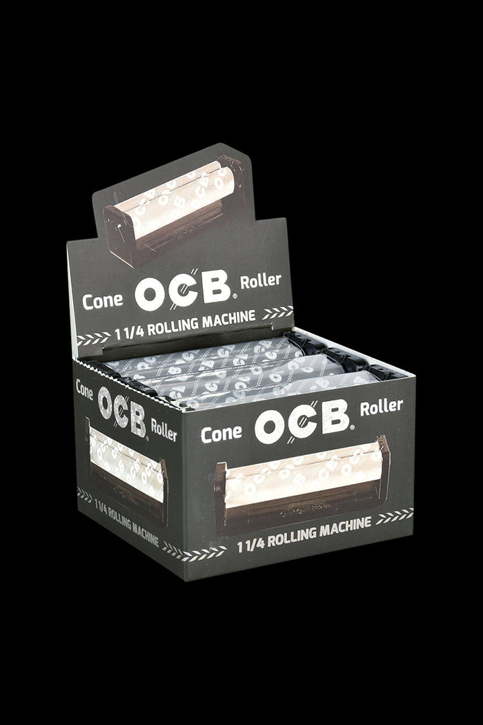 Front view of the OCB Classic Cone Roller Machine - 6 Pack, showing the packaged rollers against a plain black backdrop.