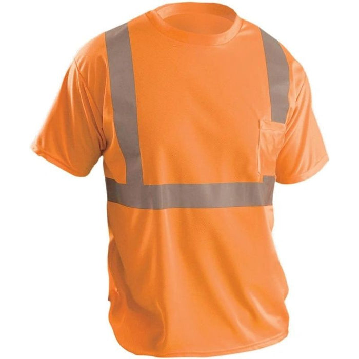 Occunomix LUX-SSETP2B Short Sleeve Wicking Birdseye T-Shirt W/Pocket Medium, Orange (High Visibility)