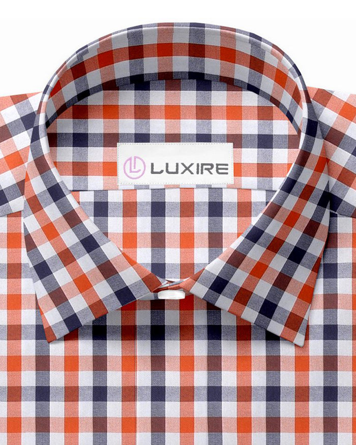 Orange White Navy Gingham