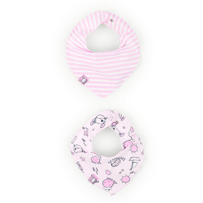 Pack 2 Pañuelos Babero Estampados para Bebé Niña Rosa BOBOLI