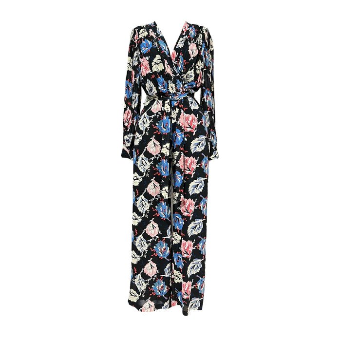 Palazzo Negro Estampado Floreado Para Dama THE SANG