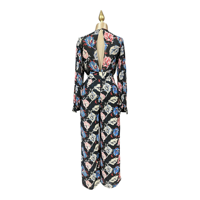 Palazzo Negro Estampado Floreado Para Dama THE SANG