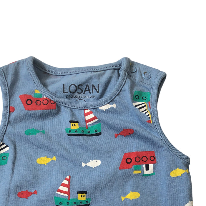 Pañalero Azul Estampado Barcos Para Bebé Niño Losan