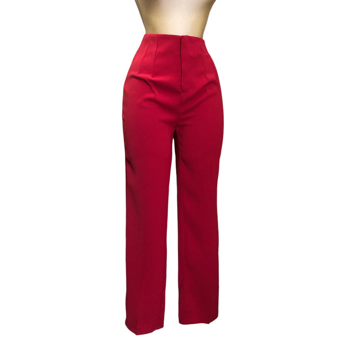 Pantalón Alto de Pinzas Rojo LC
