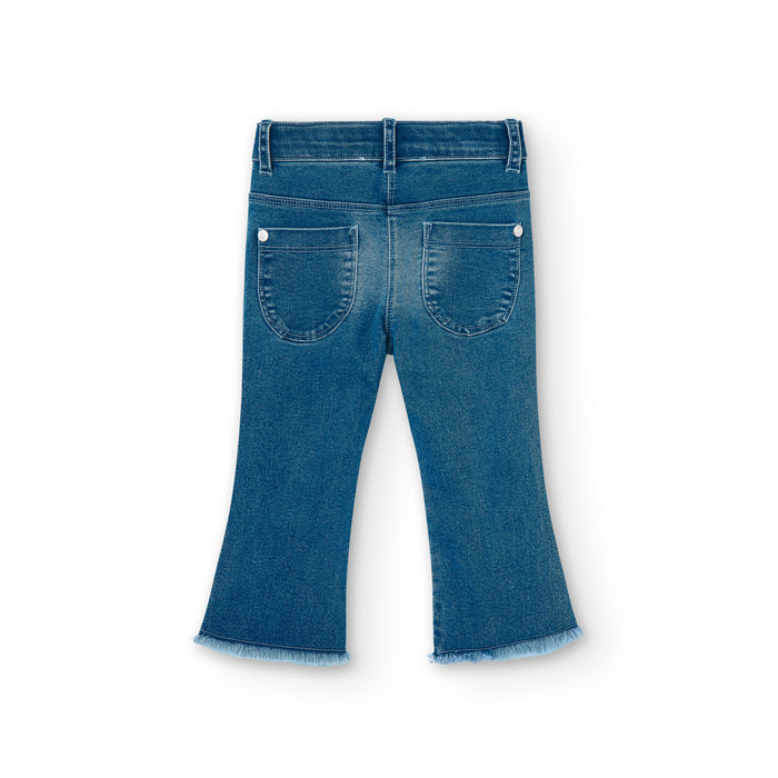 Pantalón Denim Punto Lavado Bleach Para Niña BOBOLI