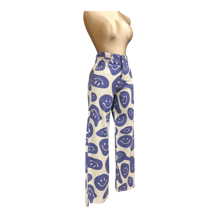 Pantalón estampado caritas azul Erivel