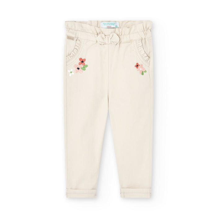 Pantalón Gabardina Créme Para Niña BOBOLI