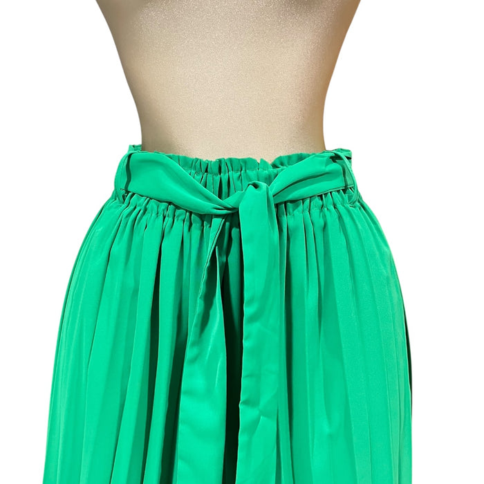 Pantalón Plisado Con Cinturón Color Verde Para Dama OM