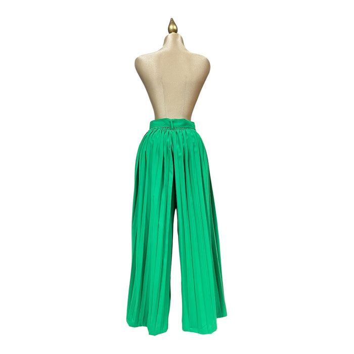 Pantalón Plisado Con Cinturón Color Verde Para Dama OM