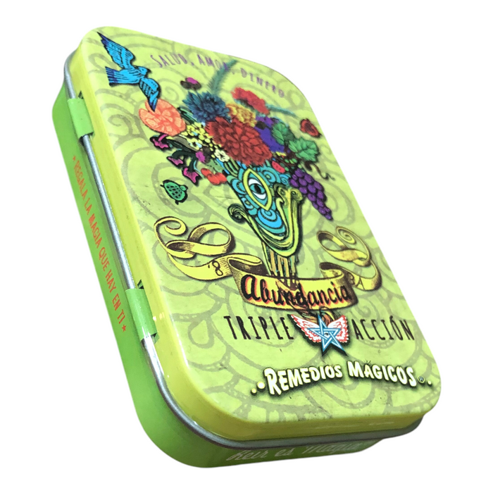 Pastillero De Lata Con Dulces Sabor Piña "ABUNDANCIA" Remedios Mágicos