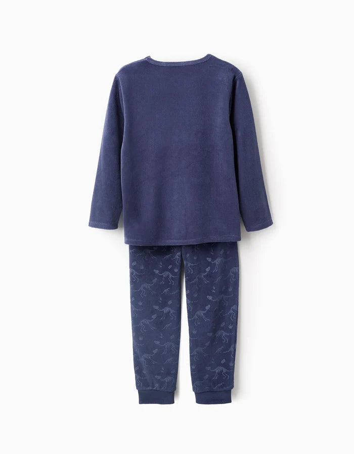 Pijama De Terciopelo Brilla En La Oscuridad Para Niño Dinosaurios Azul ZIPPY