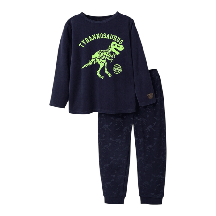 Pijama De Terciopelo Brilla En La Oscuridad Para Niño Dinosaurios Azul ZIPPY