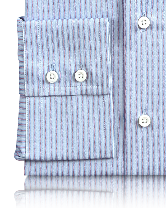 Pink Blue Satin Stripes on Pale Blue Shirt