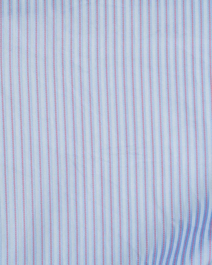Pink Blue Satin Stripes on Pale Blue Shirt