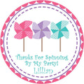 colorful pastel pinwheel birthday favor sticker