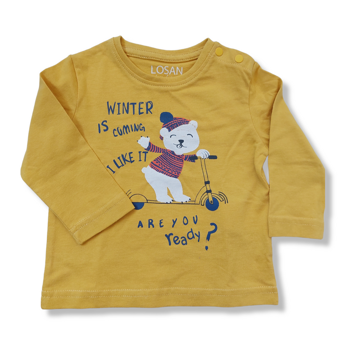 Playera Amarilla Oso “Winter Is Coming I Like It Are You Ready” Bebé Niño Losan