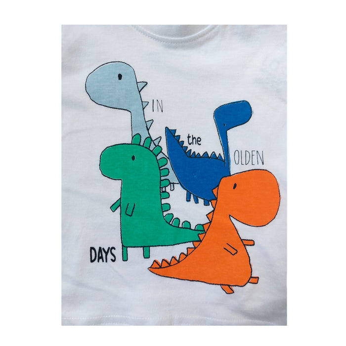 Playera Blanca Dinosaurio "In The Olden Days" Para Pebé Niño Losan