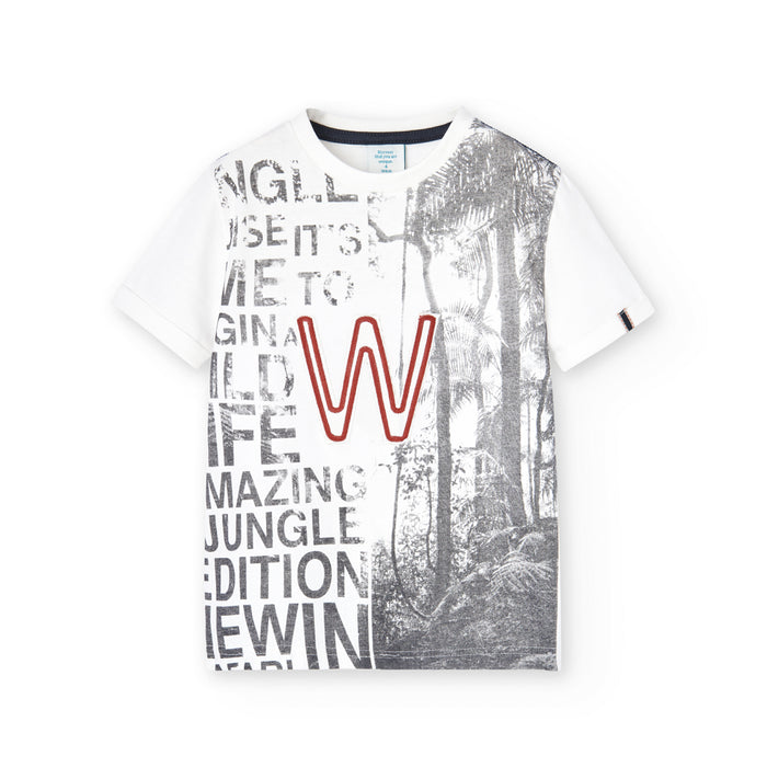 Playera Blanca Estampado “W” Para Niño BOBOLI