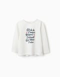 Playera De Manga Larga De Algodón Para Niña "Oh La La" Blanco ZIPPY