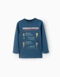 Playera De Manga Larga Para Niño "Urban Canvas" Turquesa ZIPPY