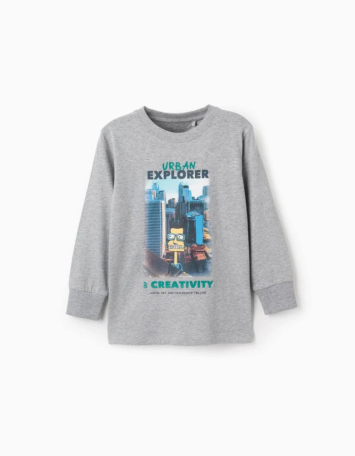 Playera De Manga Larga Para Niño Urban Explorer Gris ZIPPY
