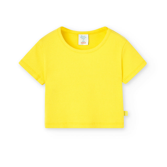 Playera De Punto Canalé Amarilla Para Niña BOBOLI