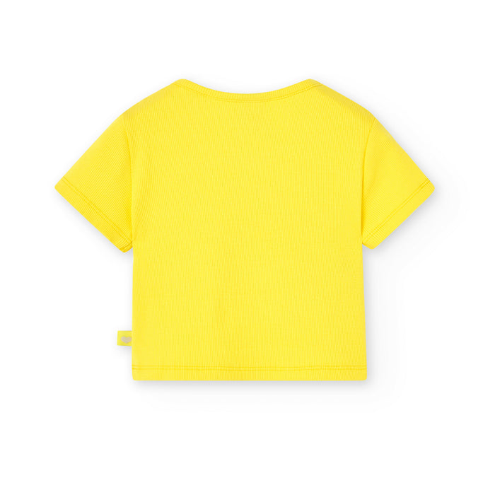 Playera De Punto Canalé Amarilla Para Niña BOBOLI