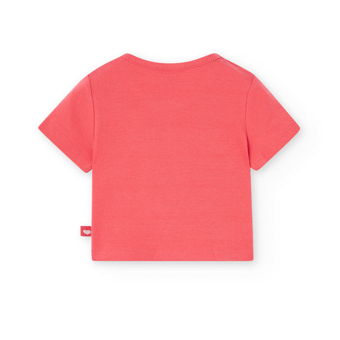 Playera De Punto Canalé Roja Para Niña BOBOLI