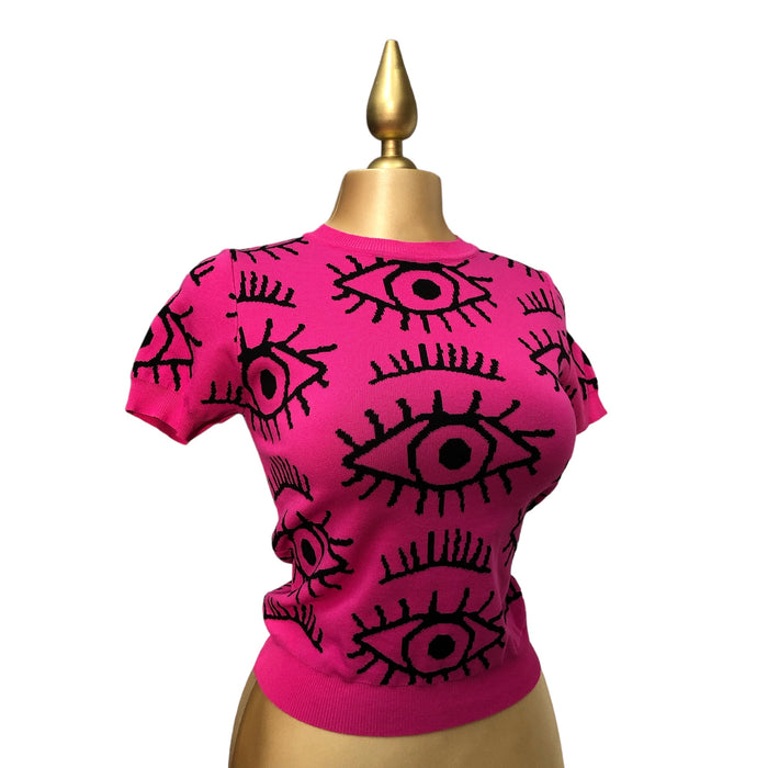 Playera Estampado Ojitos Fucsia LC
