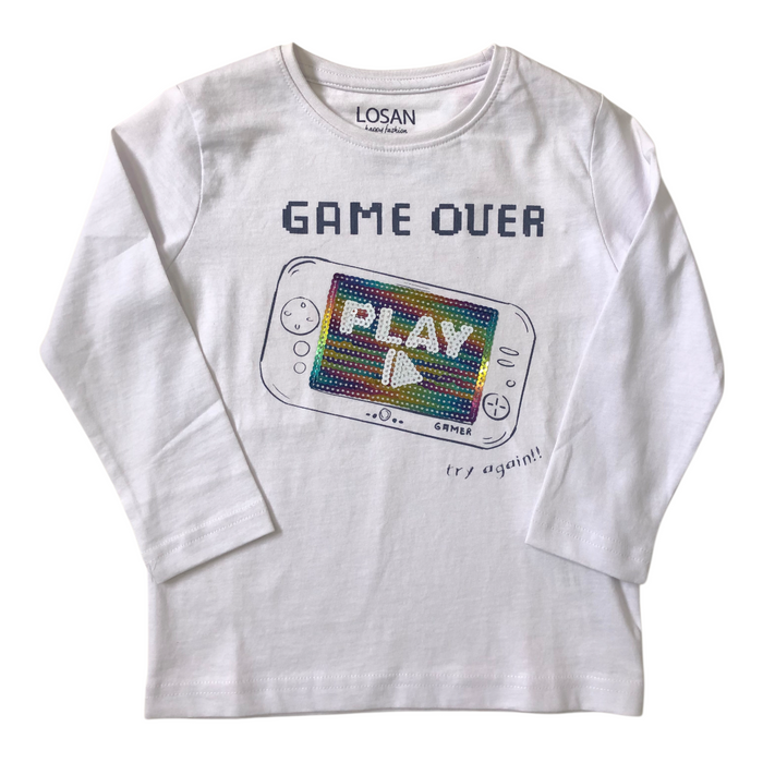 Playera “Game Over” Blanca Para Niño Losan
