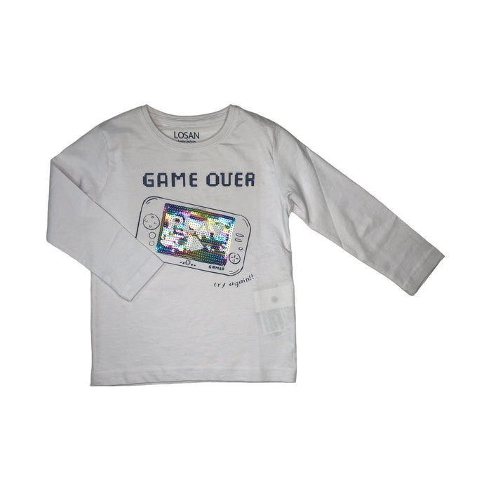 Playera “Game Over” Blanca Para Niño Losan