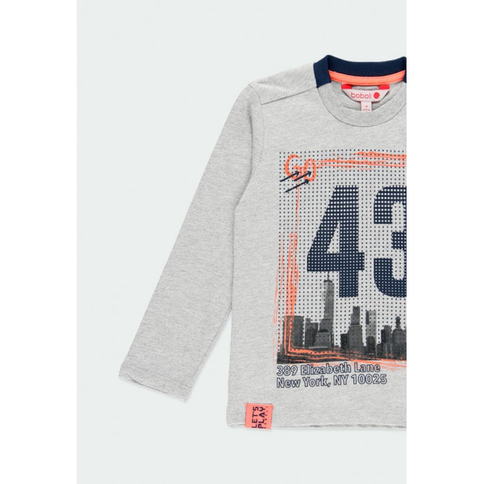 Playera gris manga larga “GO 43” niño BOBOLI