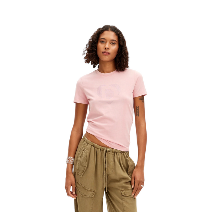 Playera imagotipo strass Rosa DESIGUAL