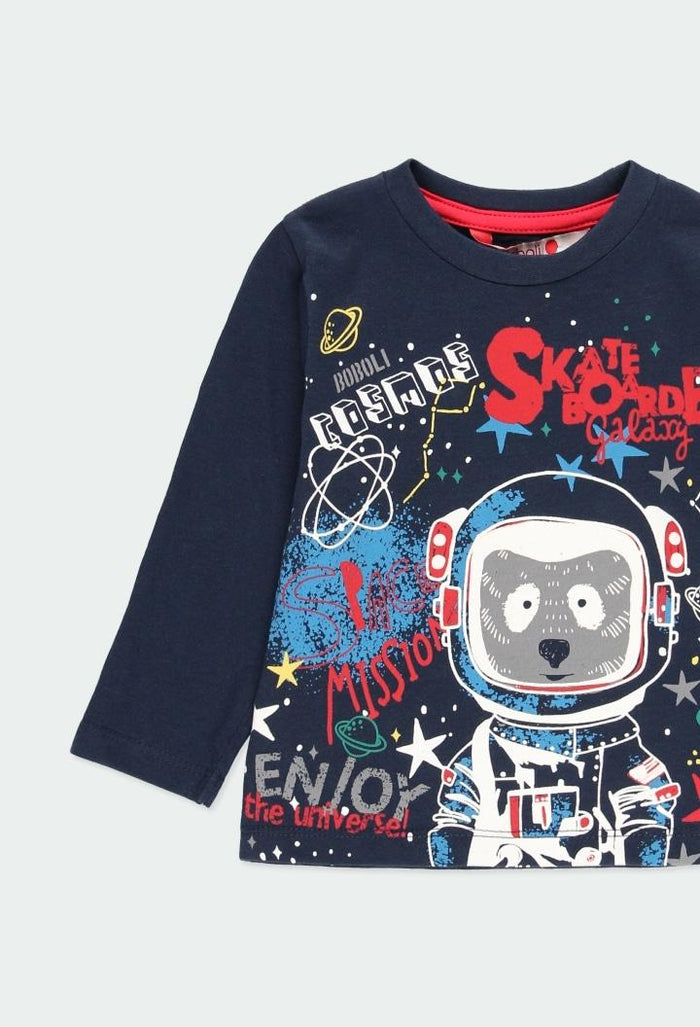 Playera manga larga Azul marino “SKATE BOARDE galaxy” bebe BOBOLI