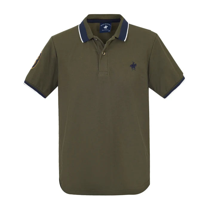 Playera Polo Olivo Bordado Rock Hampton Polo Team
