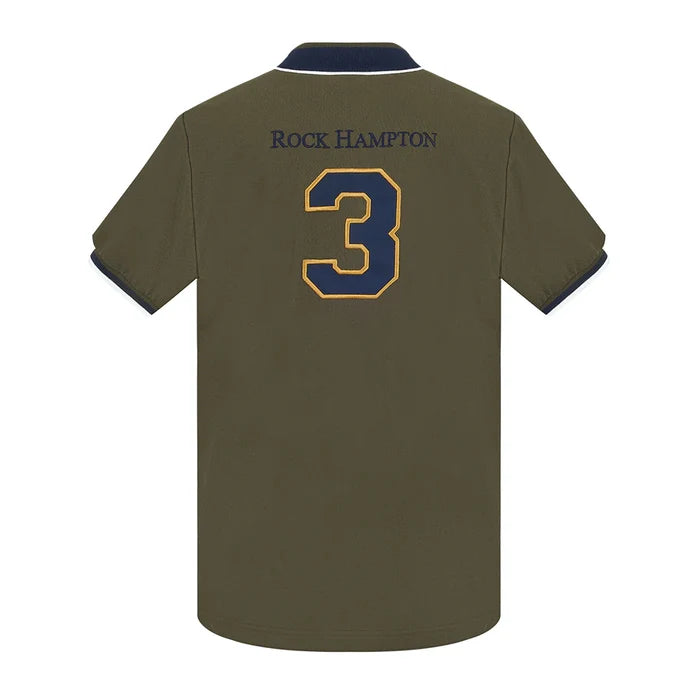 Playera Polo Olivo Bordado Rock Hampton Polo Team